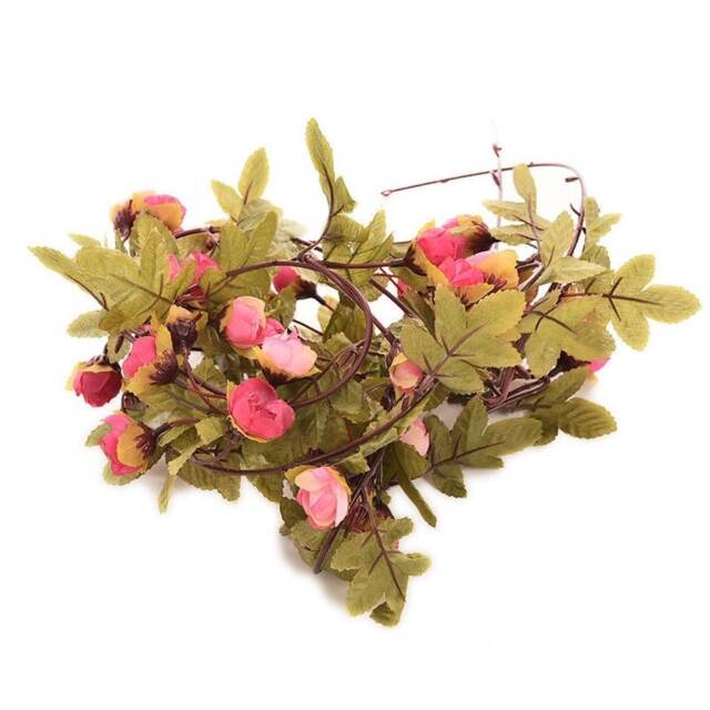 Living and Home 7ft artificial rose vine garland, light pink