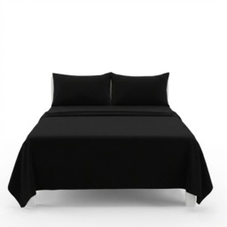 Easy Care Flat Bed Sheet Polycotton Durable Low Maintenance Bedding Black Single