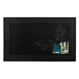 JVL Foliage Rubber Scraper Doormat 45x75cm, Black