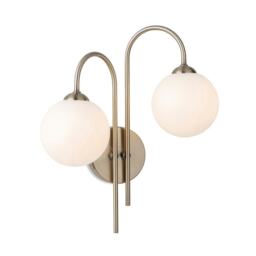 Lyndon 2 Light Globe Wall Antique Brass with Opal White Glass