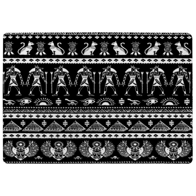 Heiroglyphs On Black Rug Multi