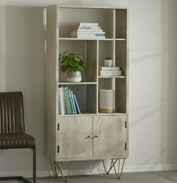 Light Gold Large Bookcase 2-Door Brown Brown