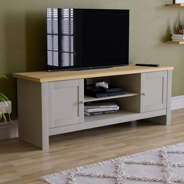 Vida Designs Arlington 2 Door TV Unit Shaker Entertainment Storage, Grey & Oak Grey Grey & Oak 1