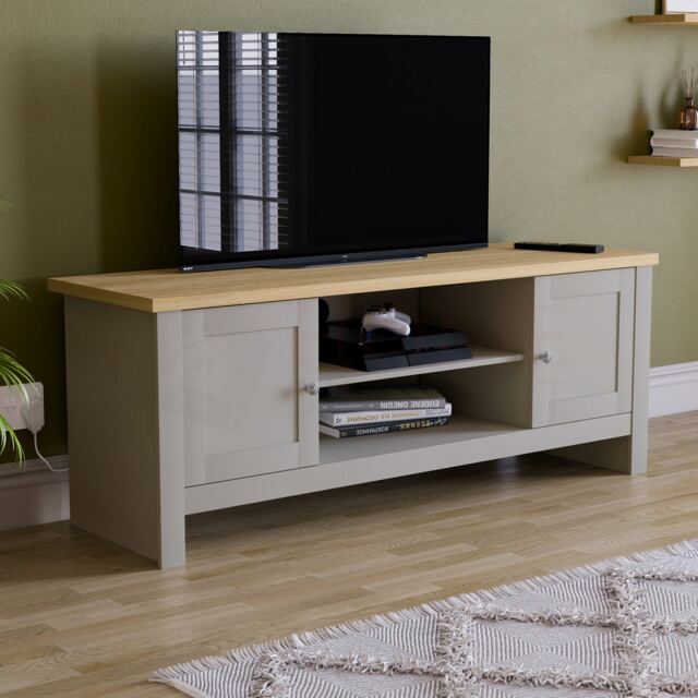 Vida Designs Arlington 2 Door TV Unit Shaker Entertainment Storage, Grey & Oak Grey Grey & Oak 1