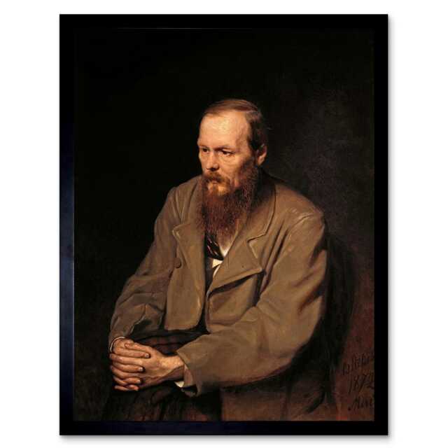 "Painting Perov Author Fyodor Dostoyevsky 12x16"" Framed Wall Art Print"