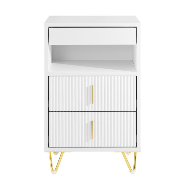 SoBuy 3-Drawer Nightstand with Open Shelf, White, 15.7x15.7x24.8 in, 15.6 kg - FBT168-W