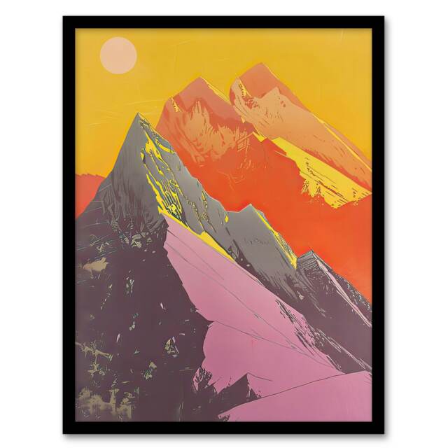 Dolomites Mountains Alps Peaks Hike Sun Home Decor Black Framed Wall Art Print A4