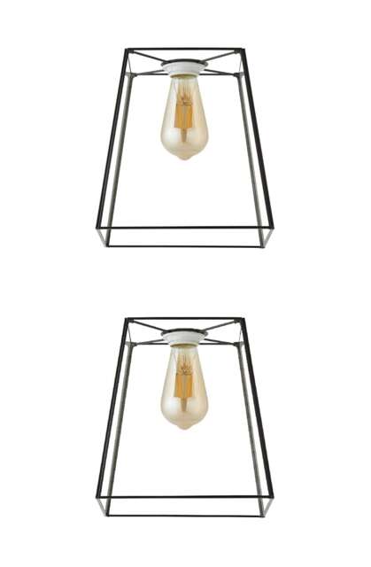 ValueLights Susie Pair of Glass Pendant Lantern Black Shades