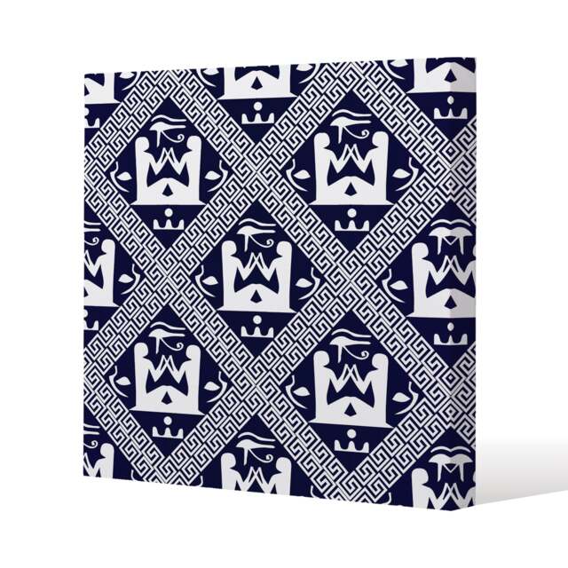 Egyptian Hieroglyphs in Navy (Canvas Print) / 46 x 46 x 4cm Multi
