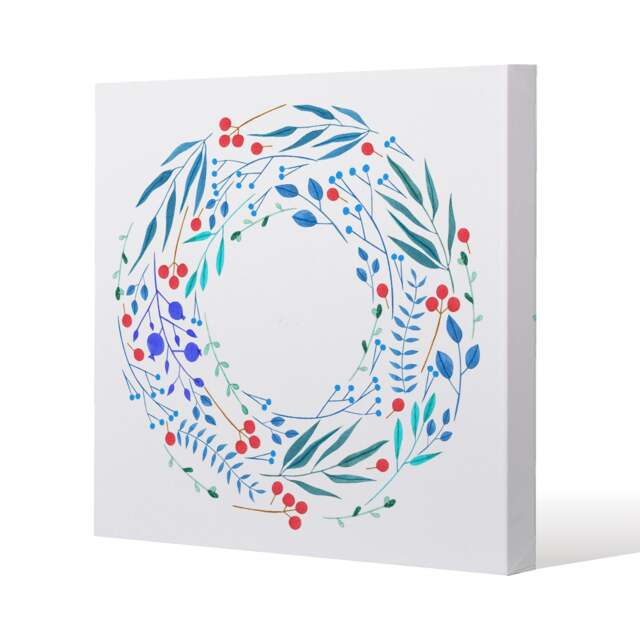 Blue Decorative Reath (Canvas Print) / 90 x 90 x 4cm Multi