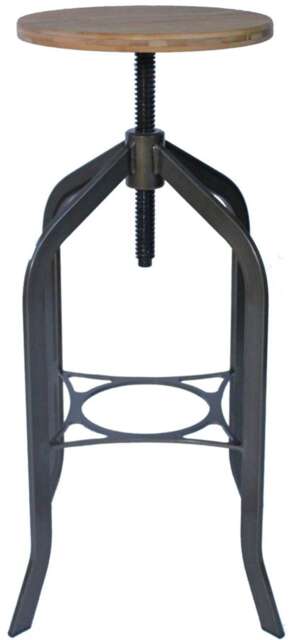 Trento Vintage Breakfast Bar Stool, Fixed Black Legs And Footrest, Height Adjustable Swivel, Home & Kitchen Barstool, Rustic Brown
