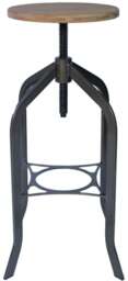 Trento Vintage Breakfast Bar Stool, Fixed Black Legs And Footrest, Height Adjustable Swivel, Home & Kitchen Barstool, Rustic Brown