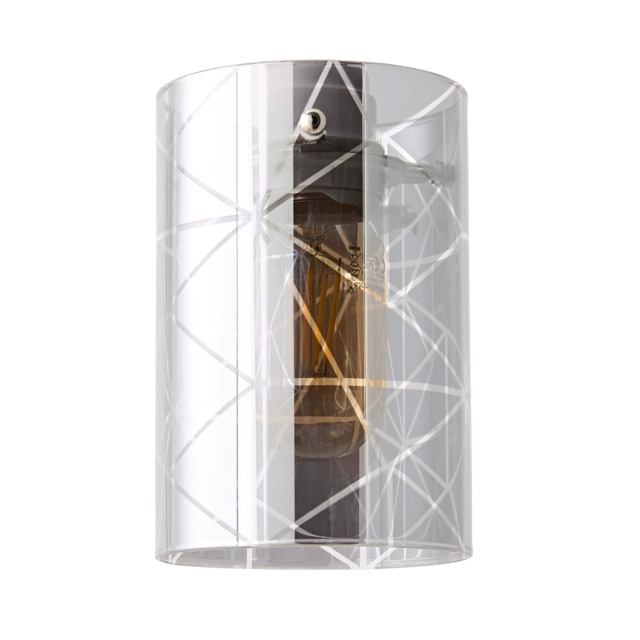 ValueLights Elsie Smoked Glass Patterned Ceiling Lamp Shade & Bulb Grey