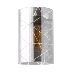 ValueLights Elsie Smoked Glass Patterned Ceiling Lamp Shade & Bulb Grey