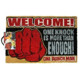 One Punch Man One Knock Is More Than Enough! Welcome Saitama Door Mat - Red/Black - One Size