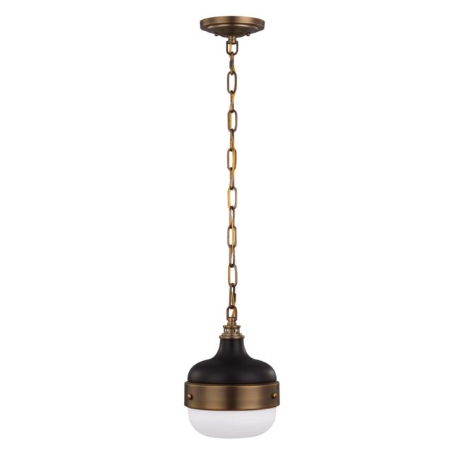 Cadence 1 Light Dome Ceiling Mini Pendant Antique Brass, Black, E27