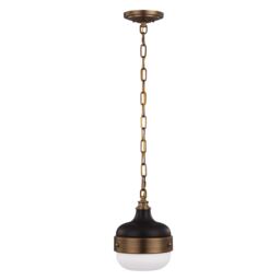 Cadence 1 Light Dome Ceiling Mini Pendant Antique Brass, Black, E27