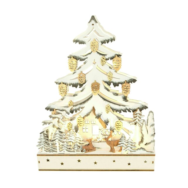 LED Wooden Christmas Tree Forest Scene