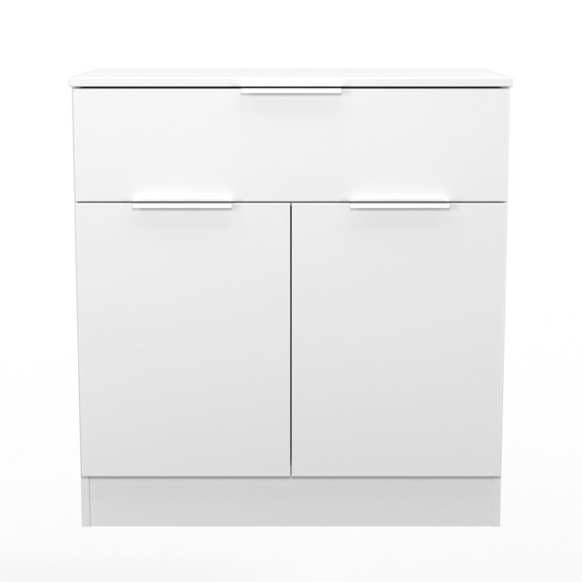 Dover 1 Drawer 2 Door Sideboard in White Matt & White (Ready Assembled) White White Matt & White