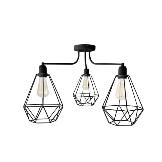 Karo Multi Arm Semi Flush Ceiling Light Black 75cm