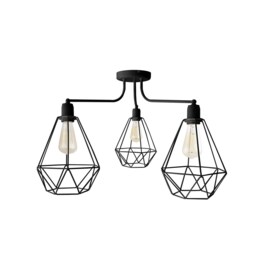 Karo Multi Arm Semi Flush Ceiling Light Black 75cm