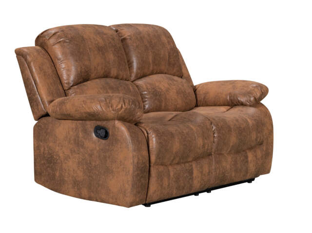 Faux Leather Suede Brown 2 Seater Manual Recliner Sofa VALENCIA