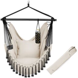 Hanging Chair Malika, Boho Style, Load Capacity 150kg Cream beige One Size 1