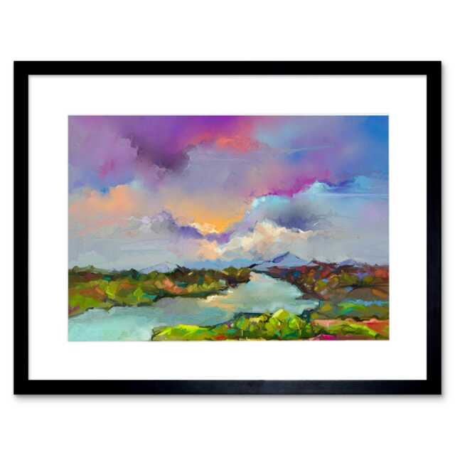 "Contemporary Colourful Landscape Home Decor 12x16"" Framed Wall Art Print"