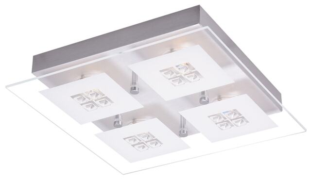 Designer Brushed Chrome LED Bathroom Light with Glass Insets Silver
