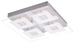 Designer Brushed Chrome LED Bathroom Light with Glass Insets Silver