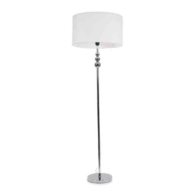 ValueLights Marissa White Shade with Chrome Stacked Ball Floor Lamp White