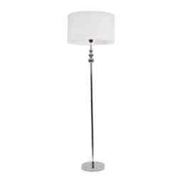 ValueLights Marissa White Shade with Chrome Stacked Ball Floor Lamp White