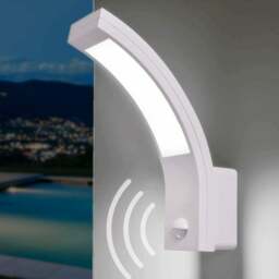 CGC PARIS White Curved LED Outdoor Wall Light with Motion Sensor White White Height: 25.5 cm, Width: 6.6 cm, Depth: 18.7 cm