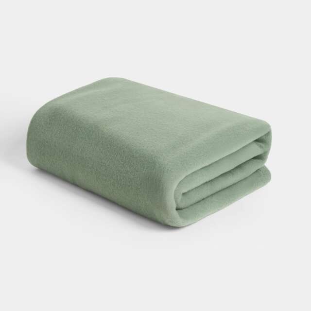 OHS Teddy Fleece Soft Warm Plush Cosy Plain Dyed Throw Over Bed Blanket, 200x240cm Green Evergreen