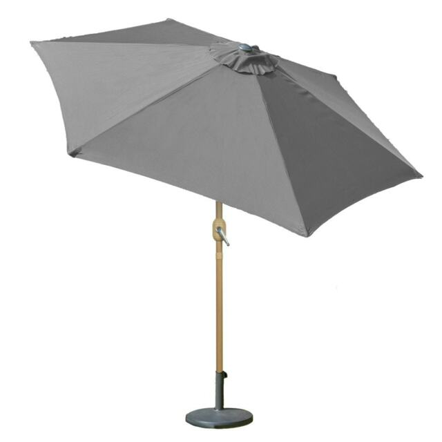 GardenKraft 2M Parasol Crank & Tilt 6 Ribs With Wooden Effect - Grey Grey