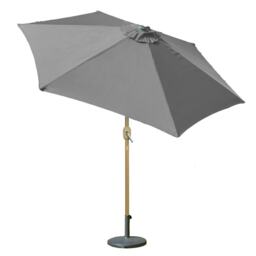 GardenKraft 2M Parasol Crank & Tilt 6 Ribs With Wooden Effect - Grey Grey