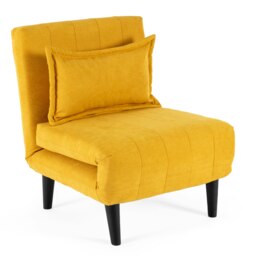 Harper 1 Seater Folding Clic Clac Fabric Lounge Futon Sofa Bed (Mustard)