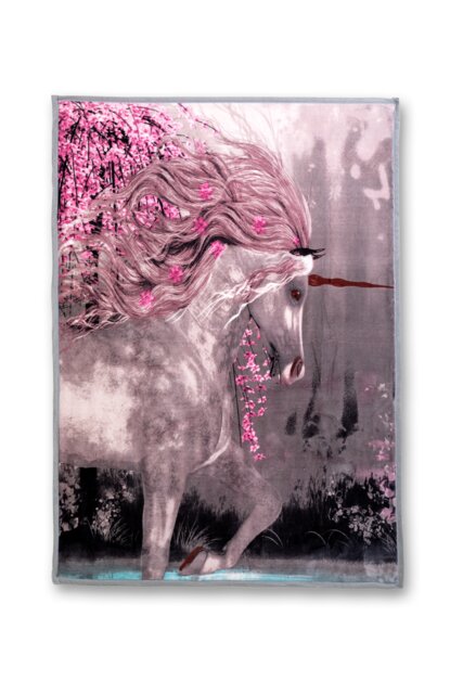 Unicorn Print Fleece Blanket Animal Throw, Soft Warm Cosy Blanket Throw 200x240cm