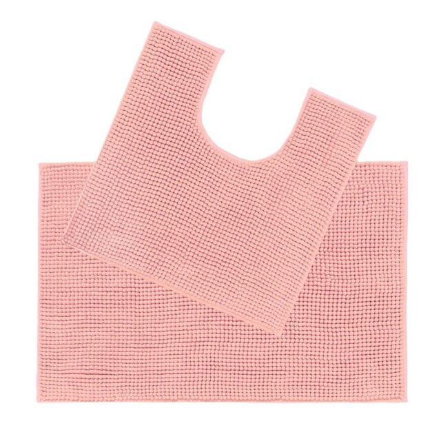 Chenille Bobble Non Slip Bath Mat & Pedestal Set Pink Blush