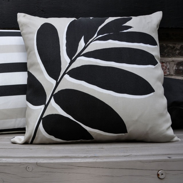 Fusion Leaf Print Filled Cushion Natural