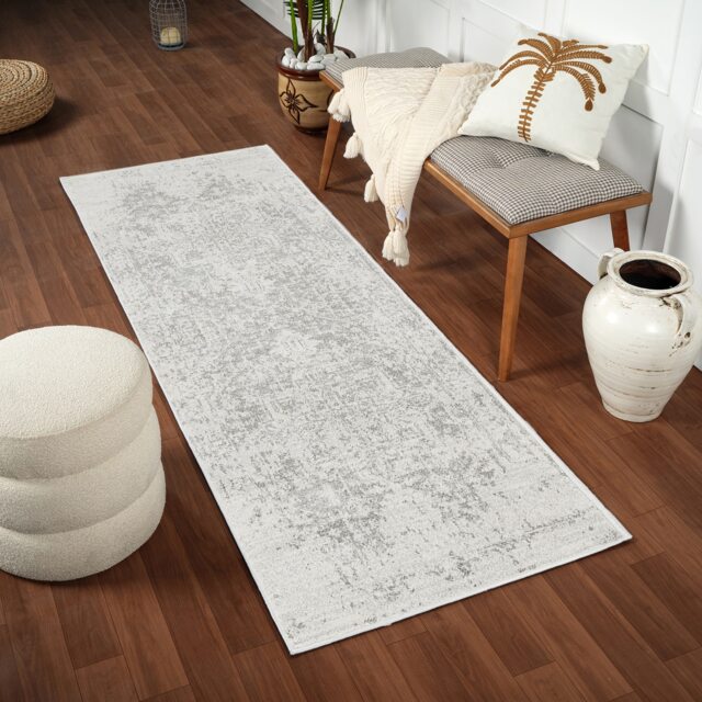 LIVABLISS Harput-Vintage Traditional Boho Rug 80 x 220 cm Grey Blue Orange White