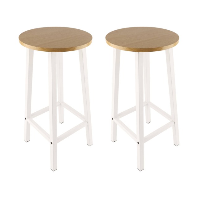 Groundlevel Set Of 2 Wooden Tall Bar Stools Bar Chair Breakfast Kitchen Counter Cream Natural