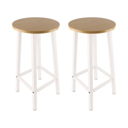 Groundlevel Set Of 2 Wooden Tall Bar Stools Bar Chair Breakfast Kitchen Counter Cream Natural