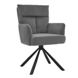 Living and Home Modern Upholstered Swivel Armchair with Black Legs - Grey