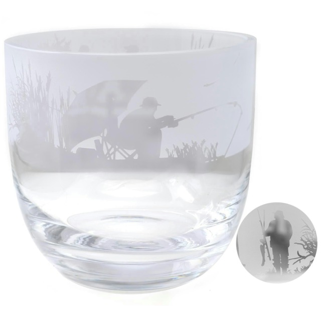 Animo Glass Candle Holder Engraved Pot Fishing