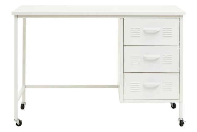 Interiors By Premier Durable Three Drawer White Desk, Versatile Office Desk For Home Office, Industrial Design Sturdy Work Desk White
