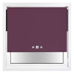 FURNISHED Blackout Roller Blind with Triple Square Eyelets Easy Fit Window Shade Purple Aubergine (W) 155cm x (L) 165cm
