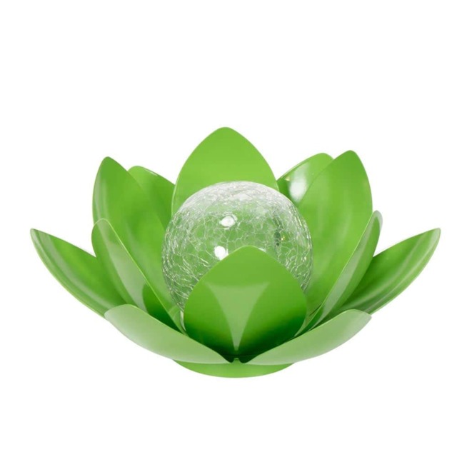 ValueLights Waterlily Green Solar Powered Outdoor Lotus Flower Garden Light