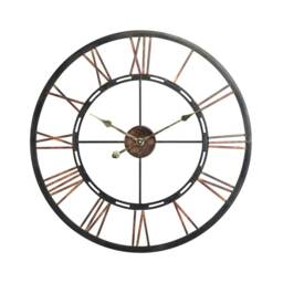 Living and Home Round Vintage Silent Wall Clock - 60cm Black