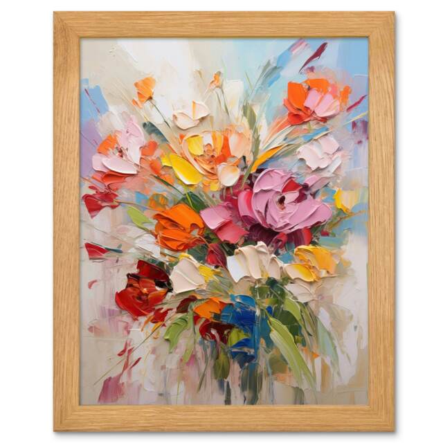 Wildflower Explosion Bright Floral Wood Framed Wall Art Print